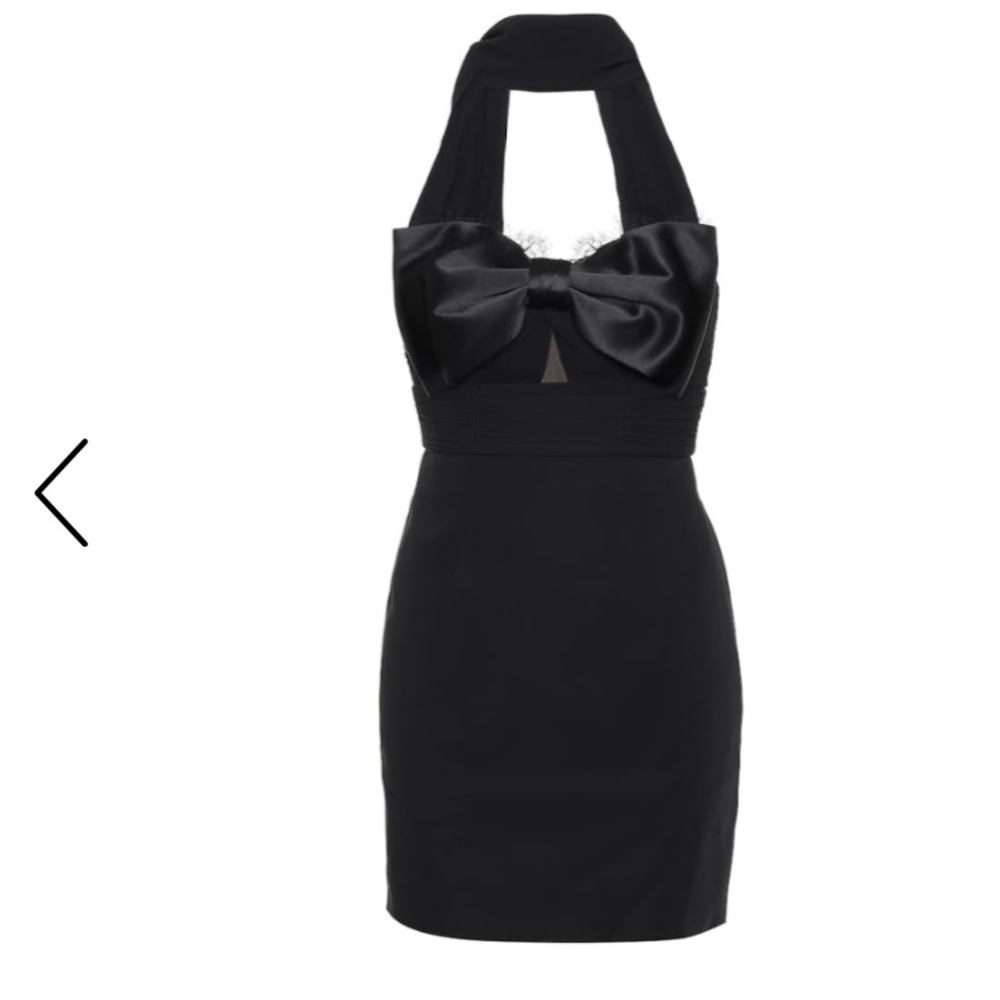 SELF-PORTRAIT black bow mini dress